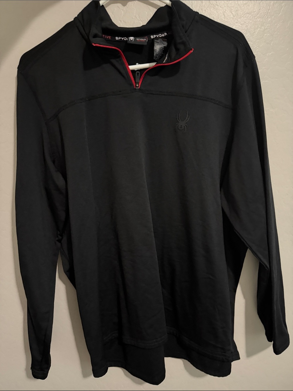 Spyder Men’s Black Quarter-Zip Pullover with Red Trim
